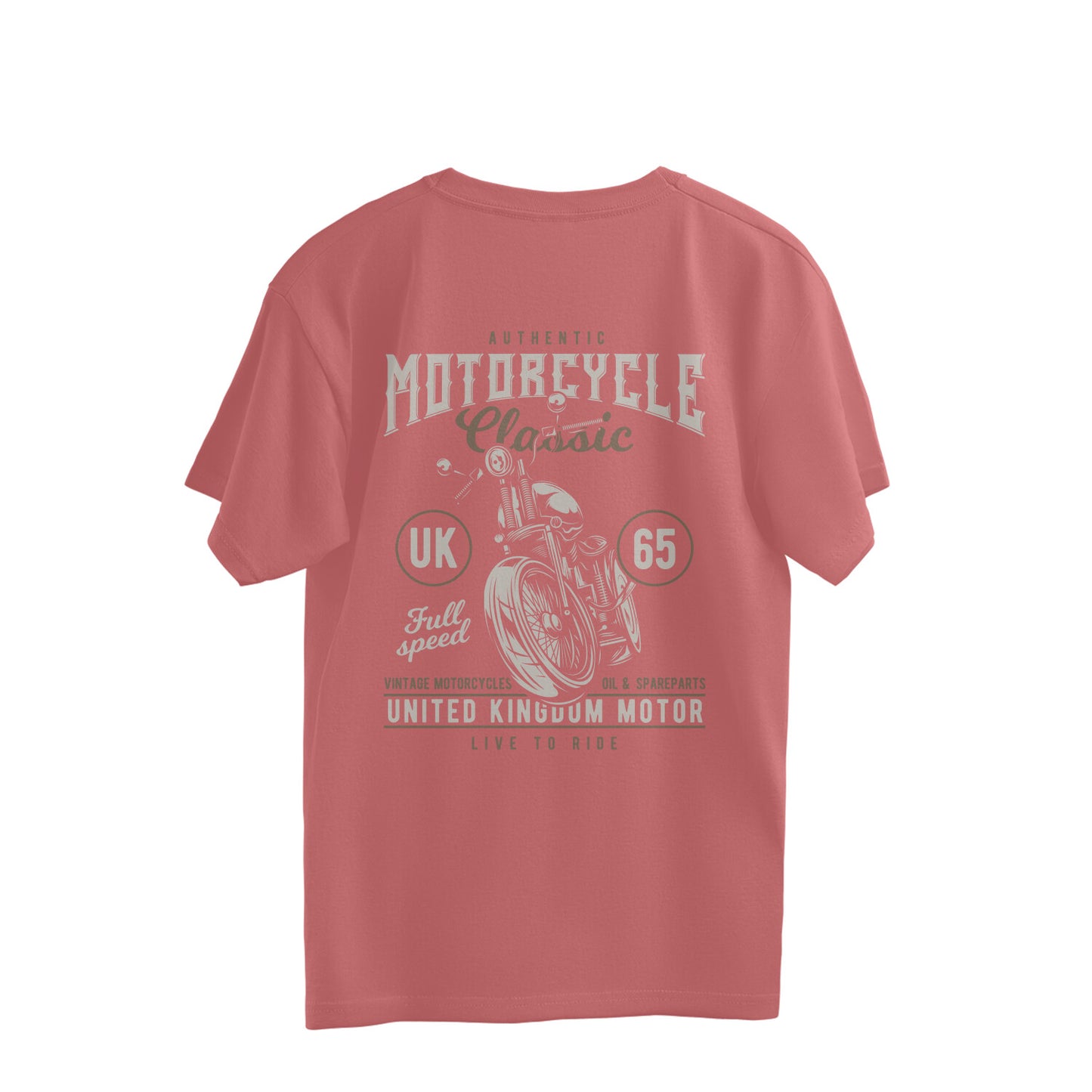 Authentic Motorcycle Classic - Vintage Art - (Back Printed) Oversize T-Shirt