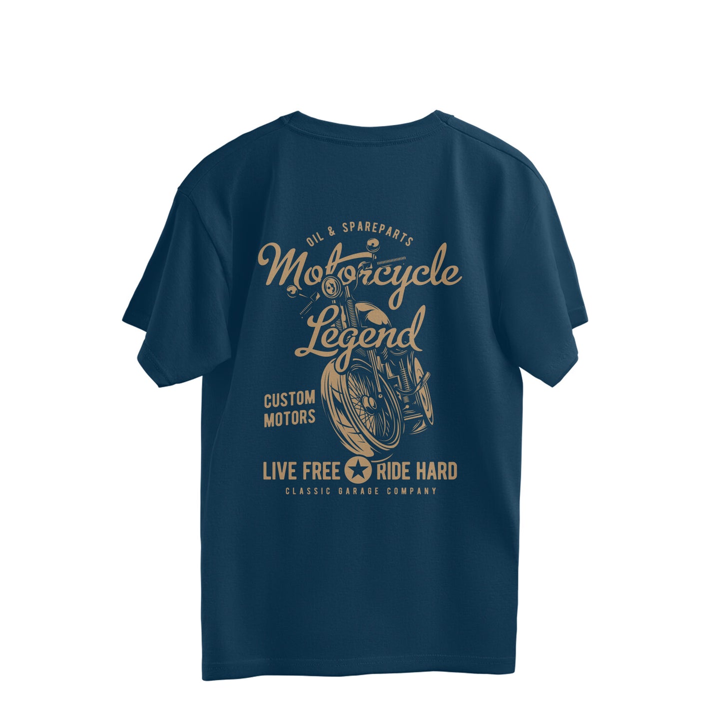 Motorcycle Legend - Live free ride hard (Back Print) - Oversize Tee