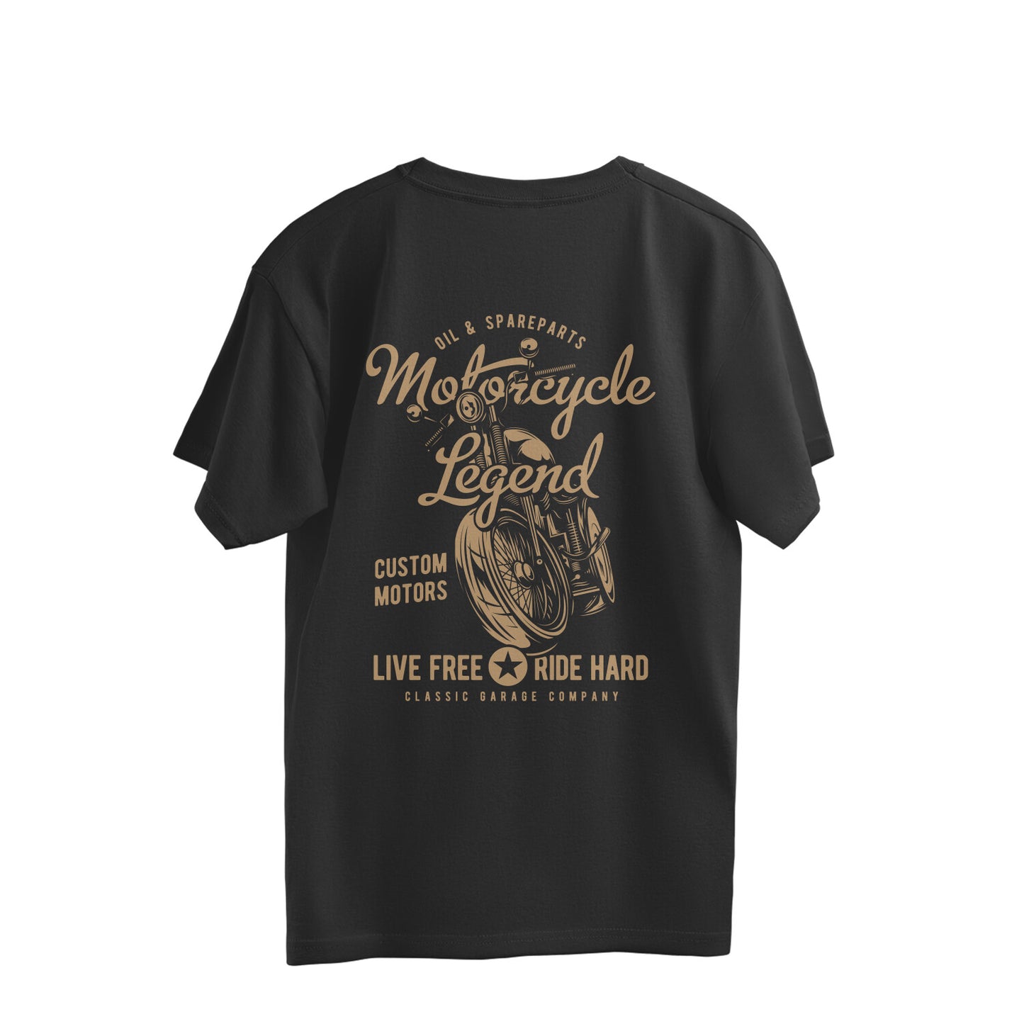 Motorcycle Legend - Live free ride hard (Back Print) - Oversize Tee
