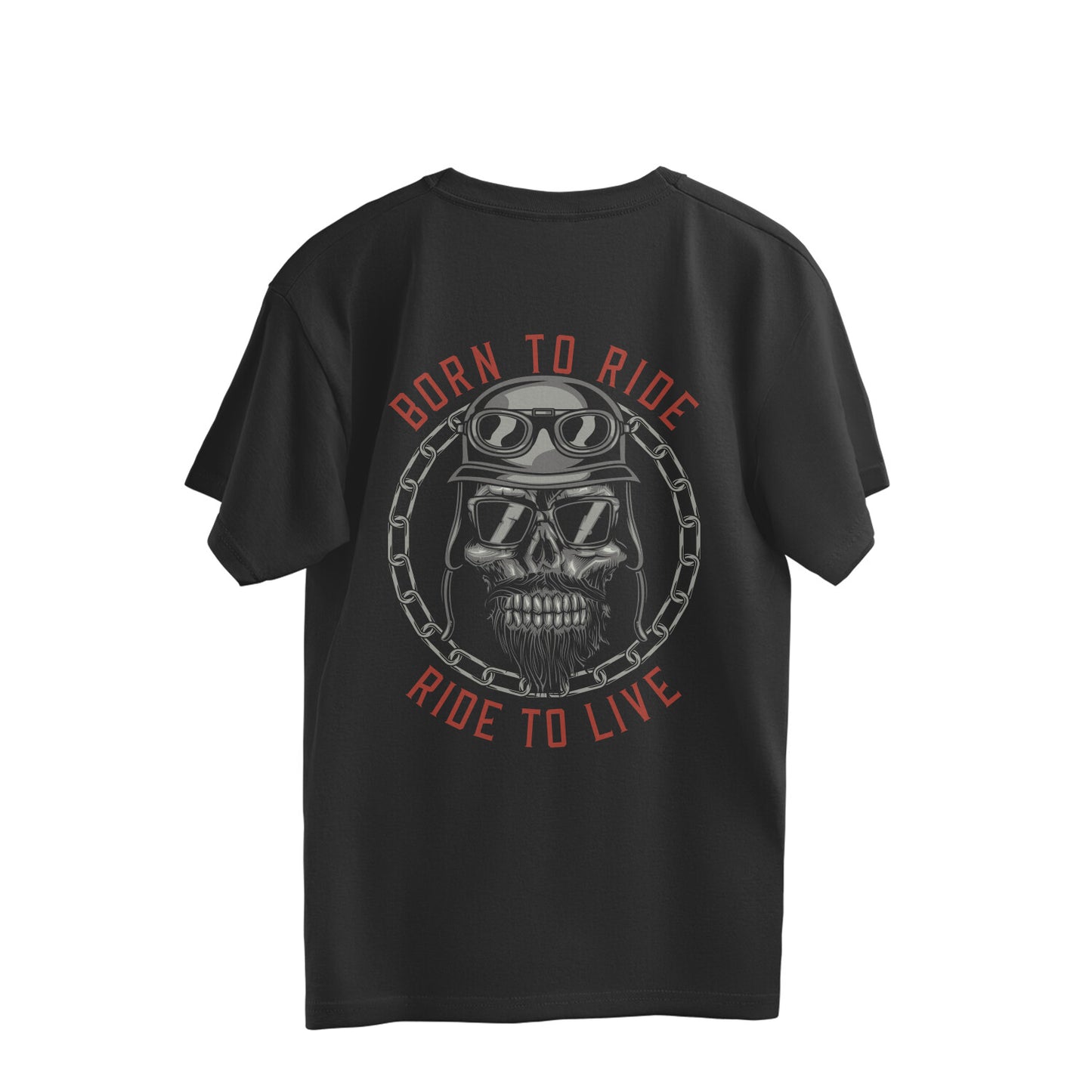 Born to Ride - Ride to Live - Bearded Skull (Back Printed) - Oversize T-Shirt for men