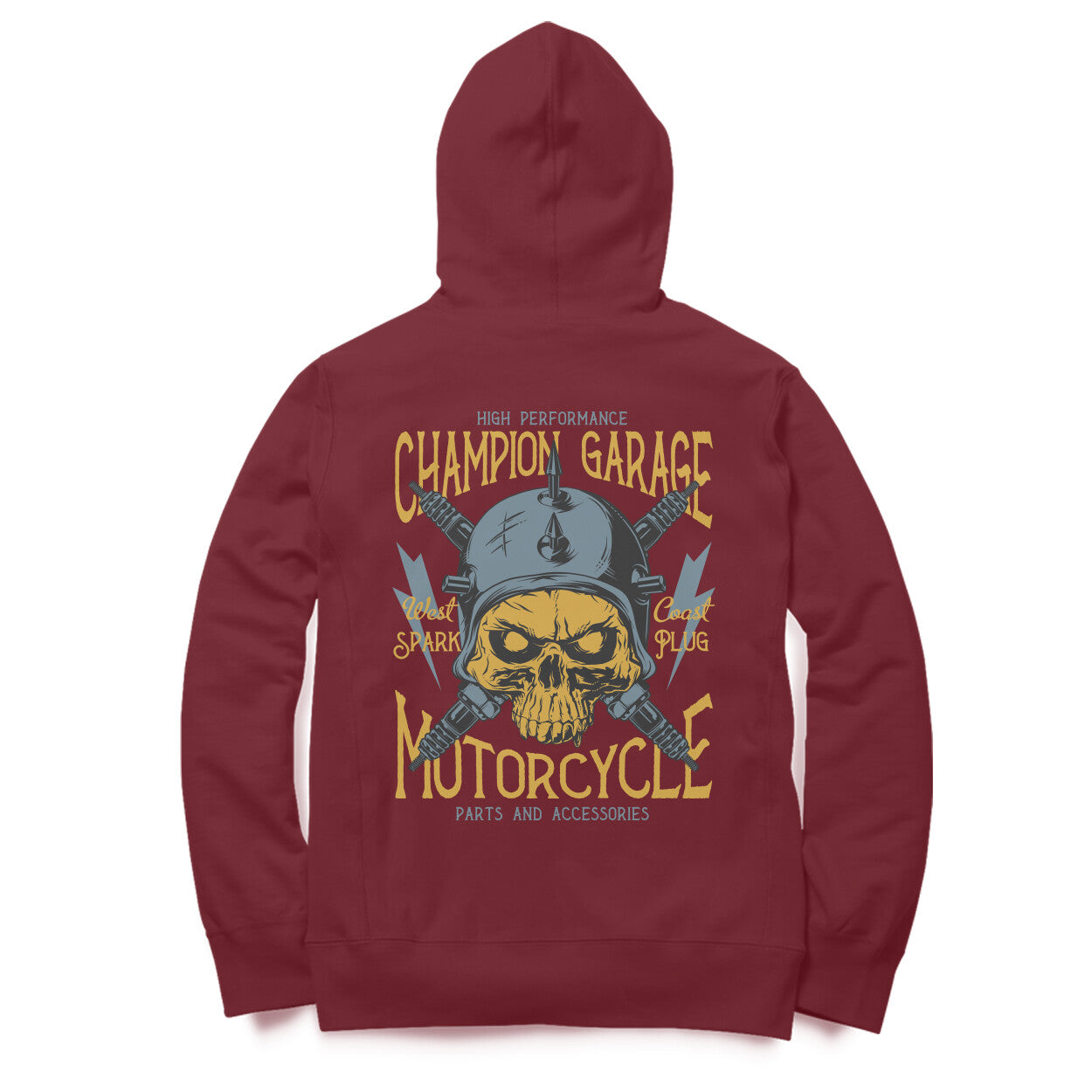 Champion Garage - Grunge skull rider art Biker Hoodie