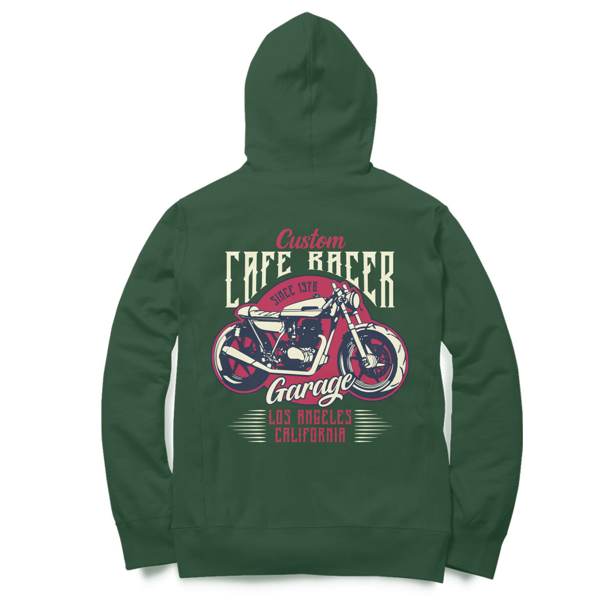 Retro-inspired "Cafe Racer Garage LA California" Hoodie