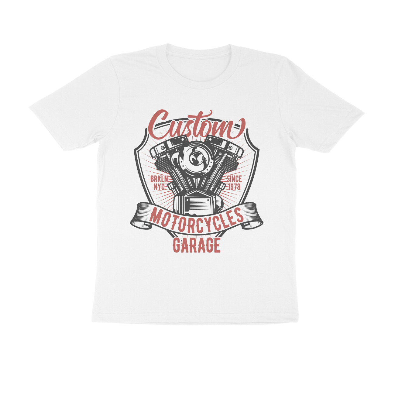 Custom Motorcycles Garage - Engine Block art - T-Shirt