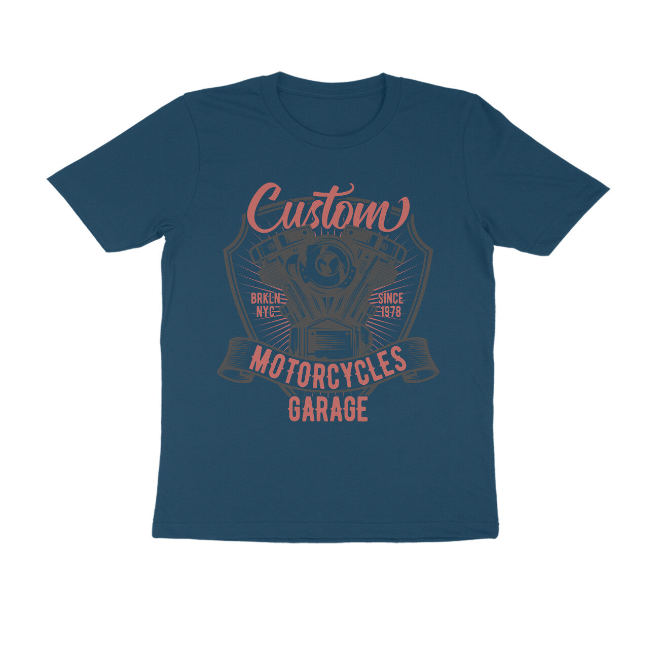 Custom Motorcycles Garage - Engine Block art - T-Shirt