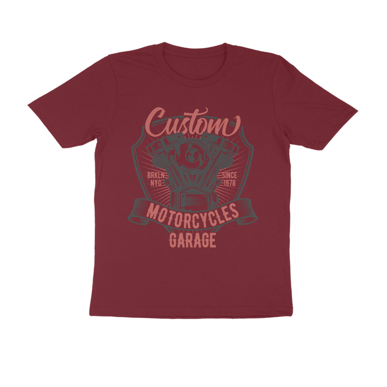 Custom Motorcycles Garage - Engine Block art - T-Shirt
