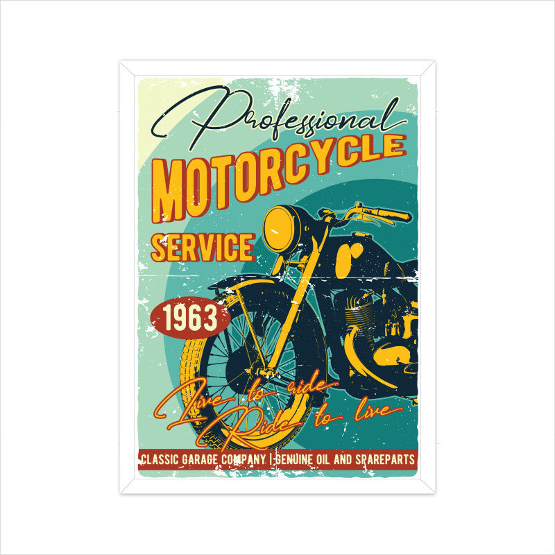 Vintage Motorcycle 1963 Service Poster