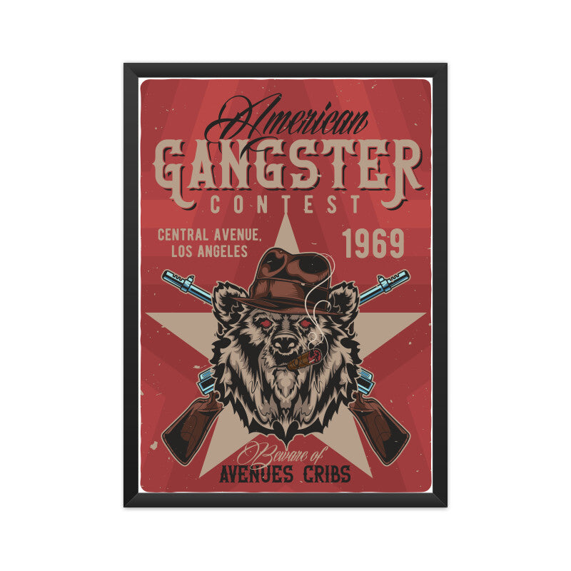 AMERICAN Gangster contest - Grizzly bear armed Retro Poster