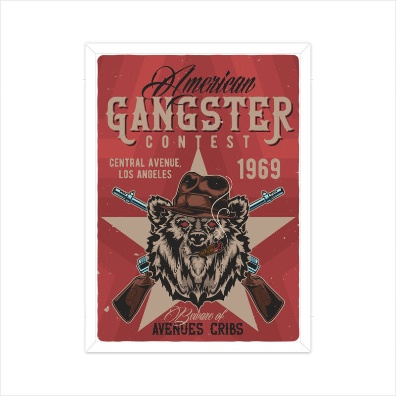 AMERICAN Gangster contest - Grizzly bear armed Retro Poster