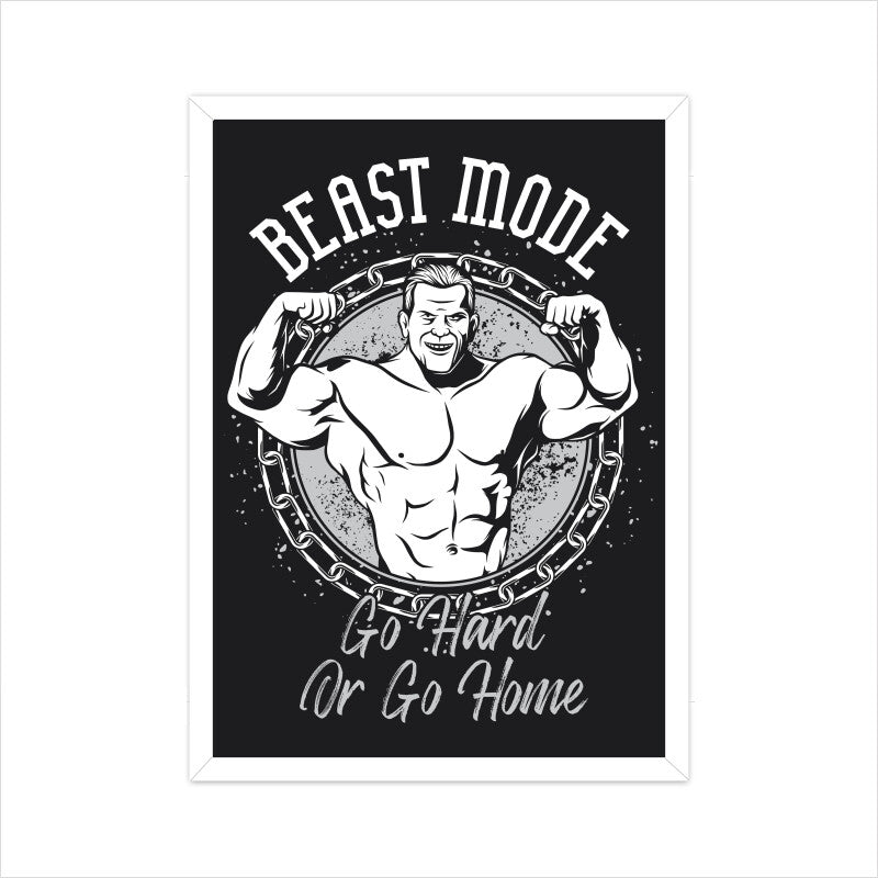 Beast Mode Go Hard or Go Home - Retro Bodybuilding Motivational Poster