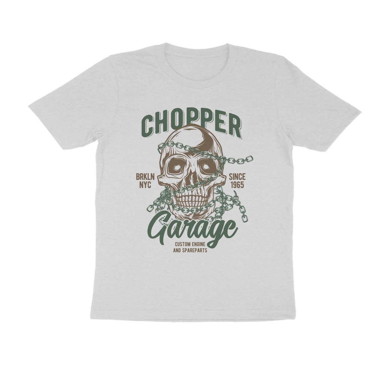 Chopper Garage - Chained Skull - Custom Engine Spare parts Graphic T-Shirt