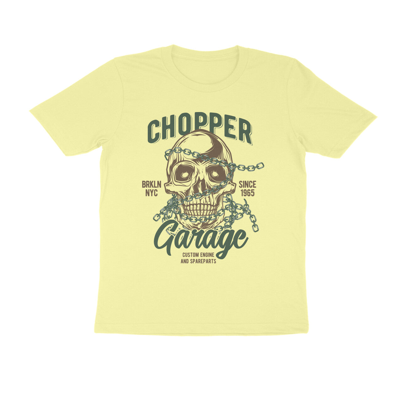 Chopper Garage - Chained Skull - Custom Engine Spare parts Graphic T-Shirt
