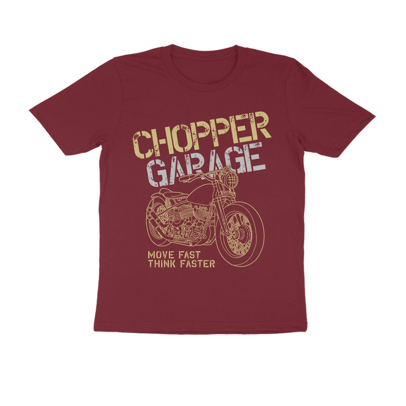 Chopper Garage Move Fast Think Faster Graphic Biker T-Shirt