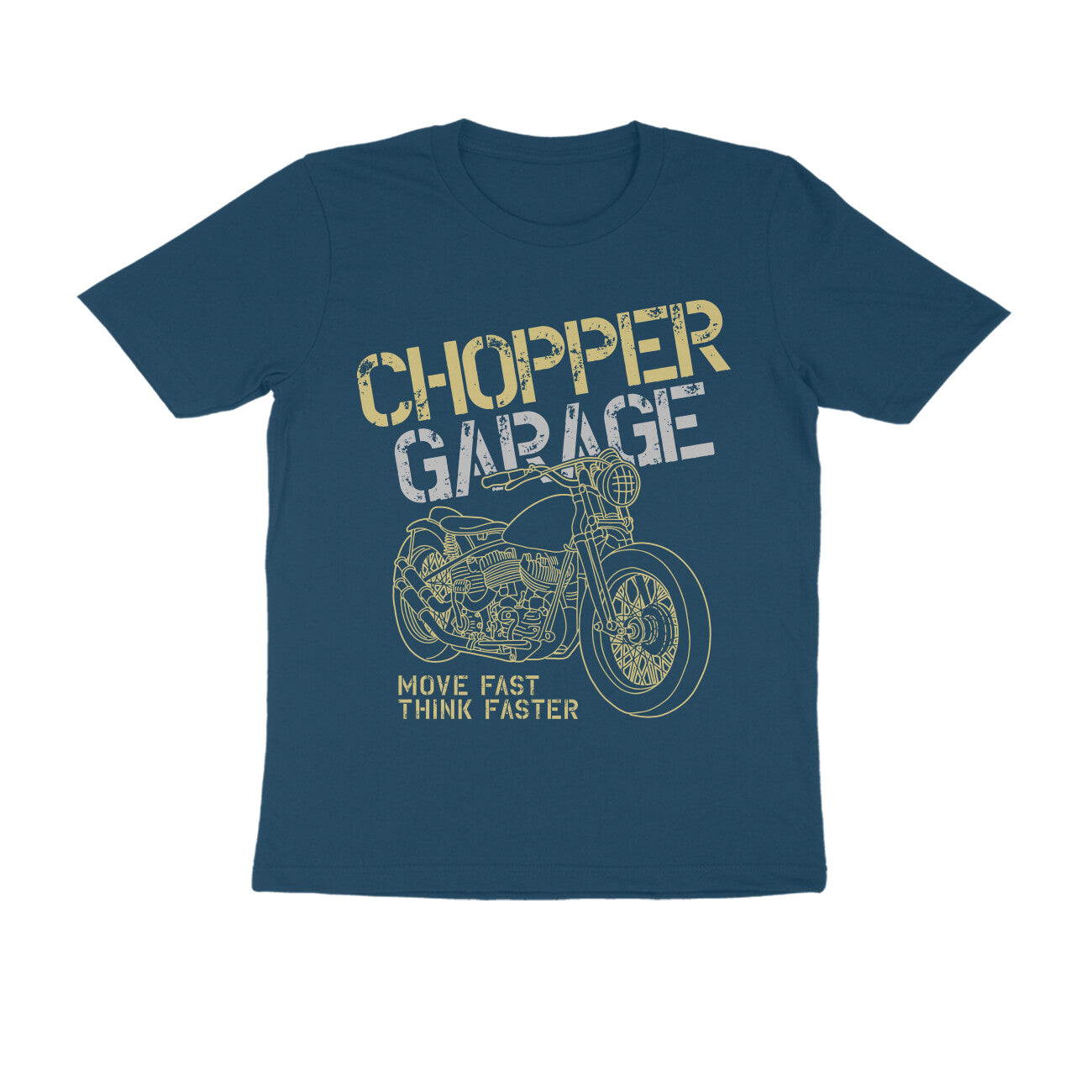 Chopper Garage Move Fast Think Faster Graphic Biker T-Shirt