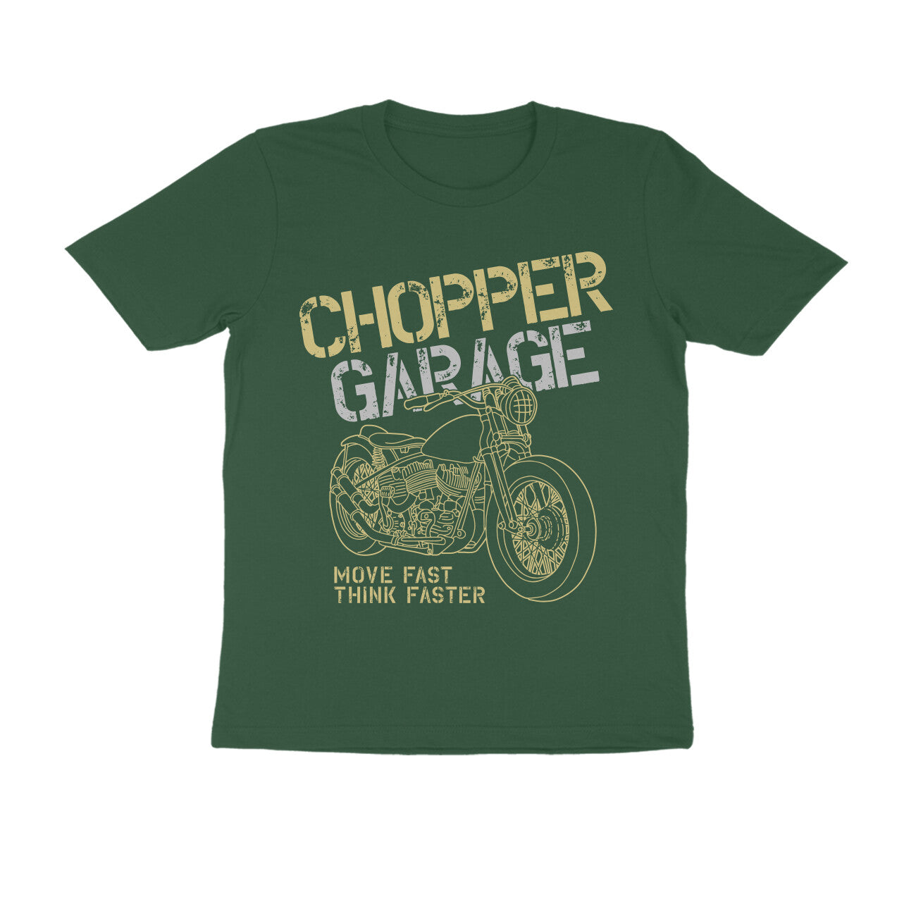Chopper Garage Move Fast Think Faster Graphic Biker T-Shirt