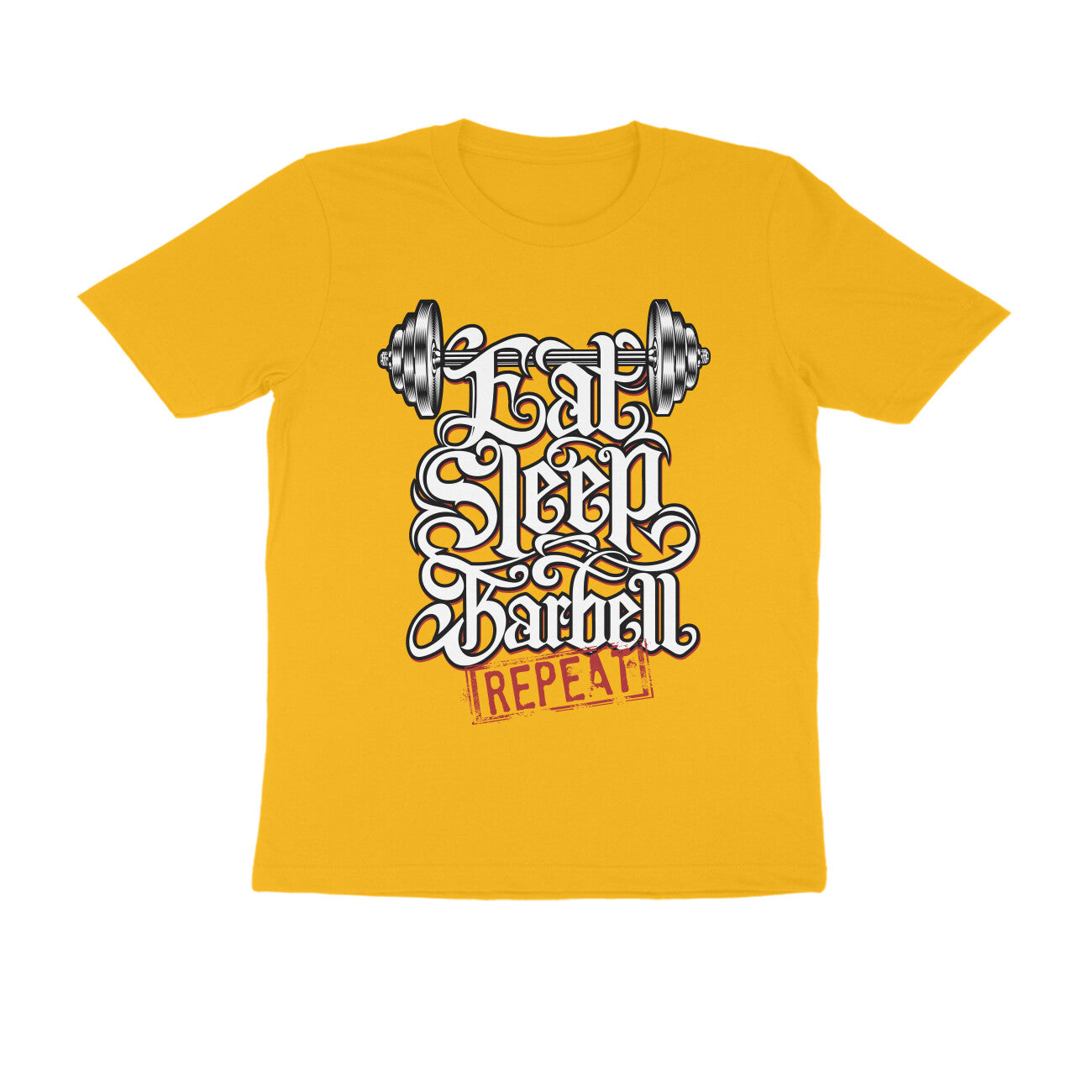 'Eat Sleep Barbell Repeat' - Barbell art T-Shirt