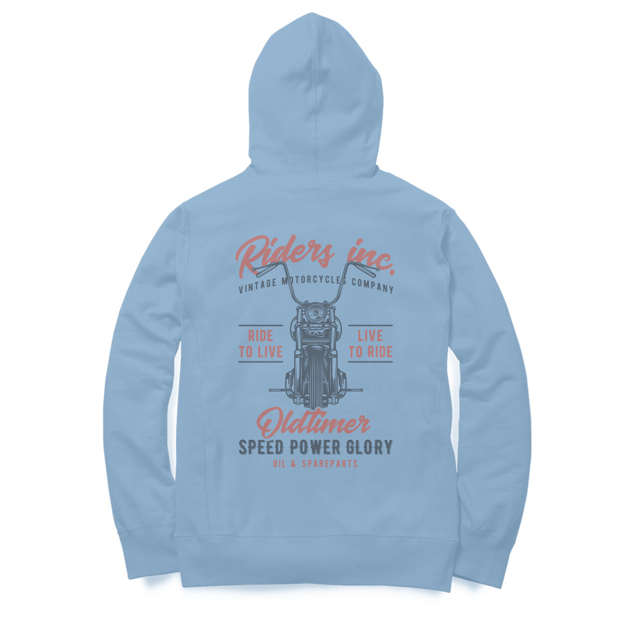 'Riders Inc. Ride to Live - Live to Ride - Oldtimer' - (Back printed) Hoodie