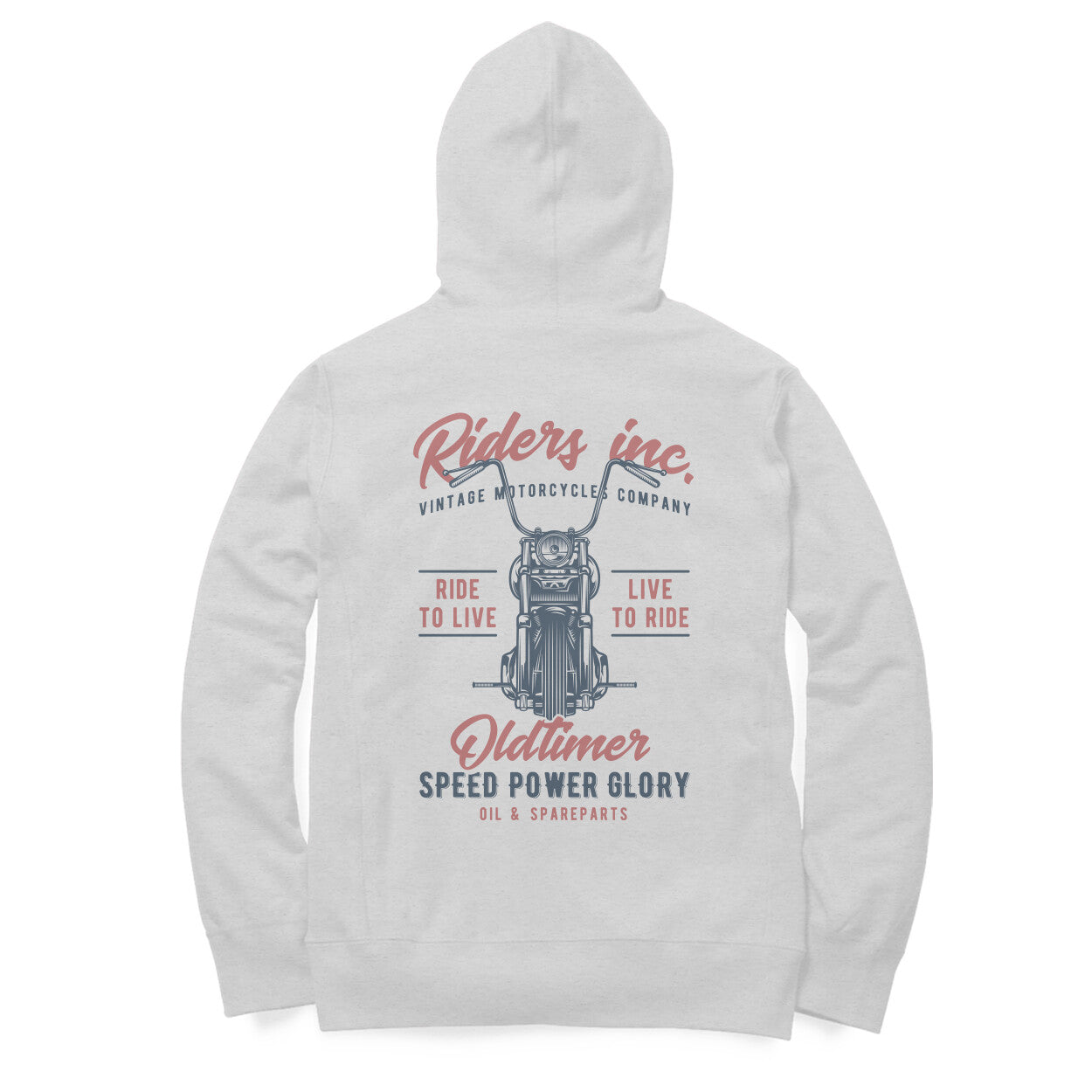 'Riders Inc. Ride to Live - Live to Ride - Oldtimer' - (Back printed) Hoodie