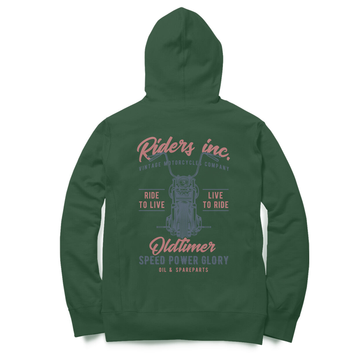 'Riders Inc. Ride to Live - Live to Ride - Oldtimer' - (Back printed) Hoodie