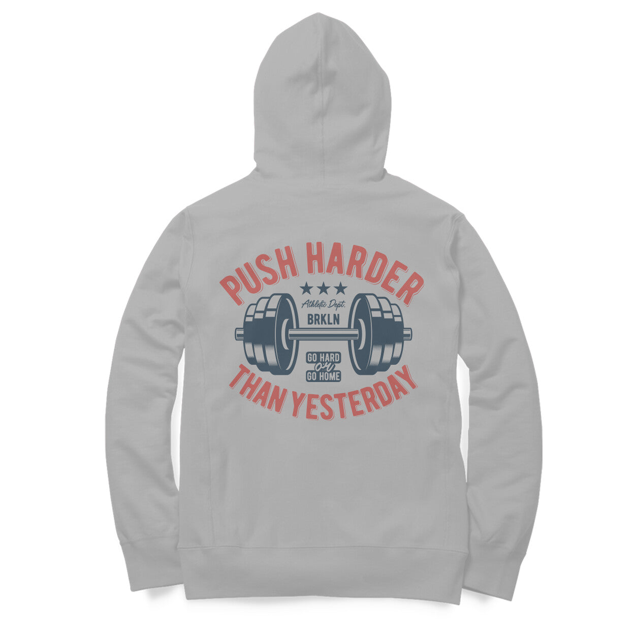 'Push Harder than Yesterday' - Barbell - Motivational (Back Printed) Hoodie