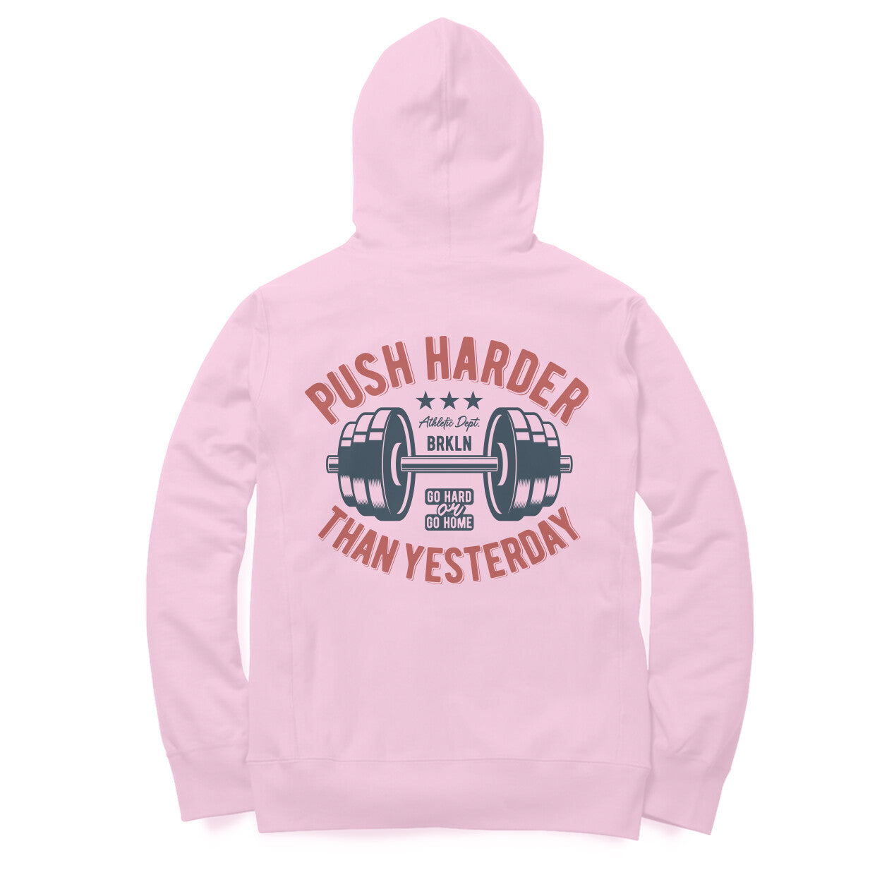 'Push Harder than Yesterday' - Barbell - Motivational (Back Printed) Hoodie