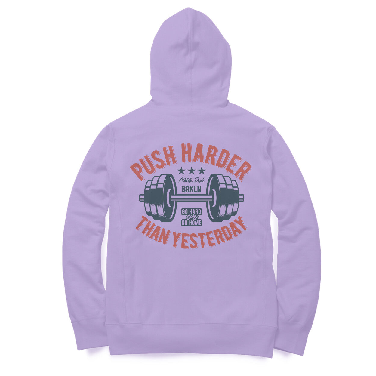 'Push Harder than Yesterday' - Barbell - Motivational (Back Printed) Hoodie