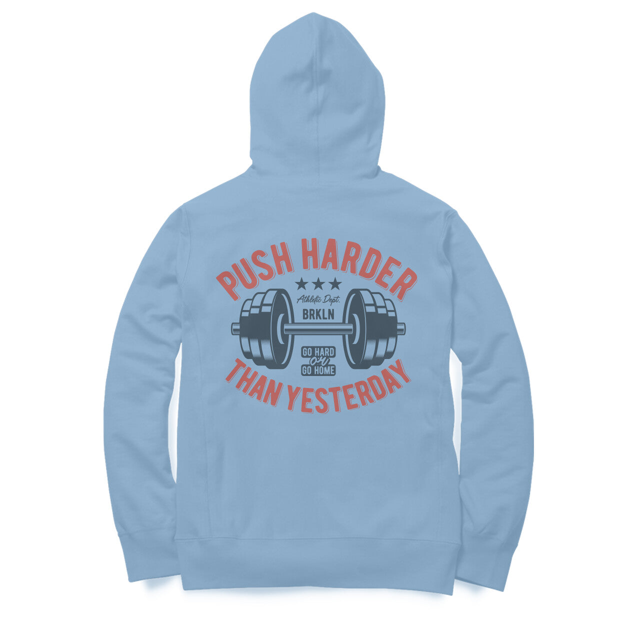 'Push Harder than Yesterday' - Barbell - Motivational (Back Printed) Hoodie