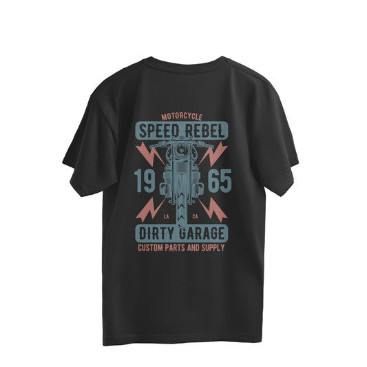 Motorcycle Speed Rebel - Back Printed Oversize T-Shirt