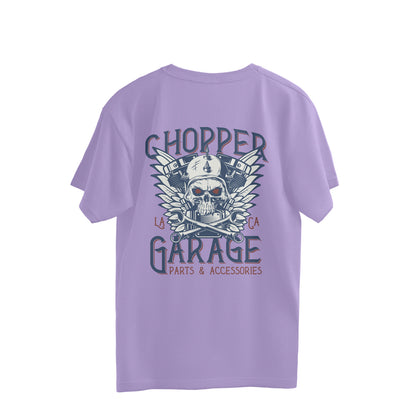 "Chopper Garage LA" Skull n Engine Motif (Back Printed) Oversized T-Shirt