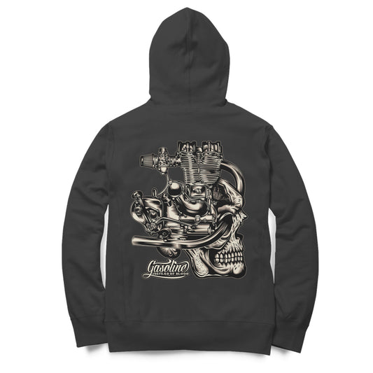 Old Enfield Engine Graphic Skull Gasoline instead of blood - Hoodie