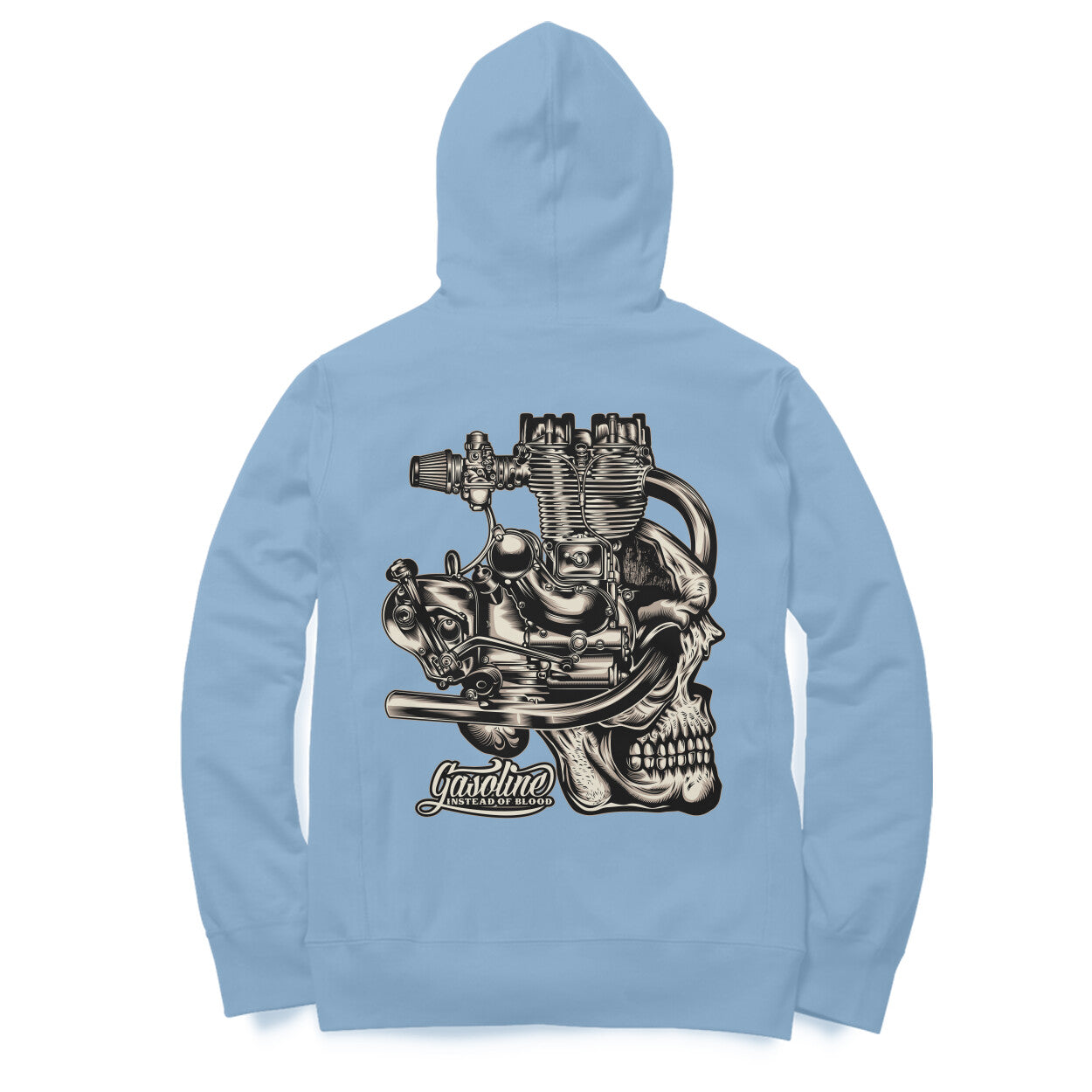 Old Enfield Engine Graphic Skull Gasoline instead of blood - Hoodie