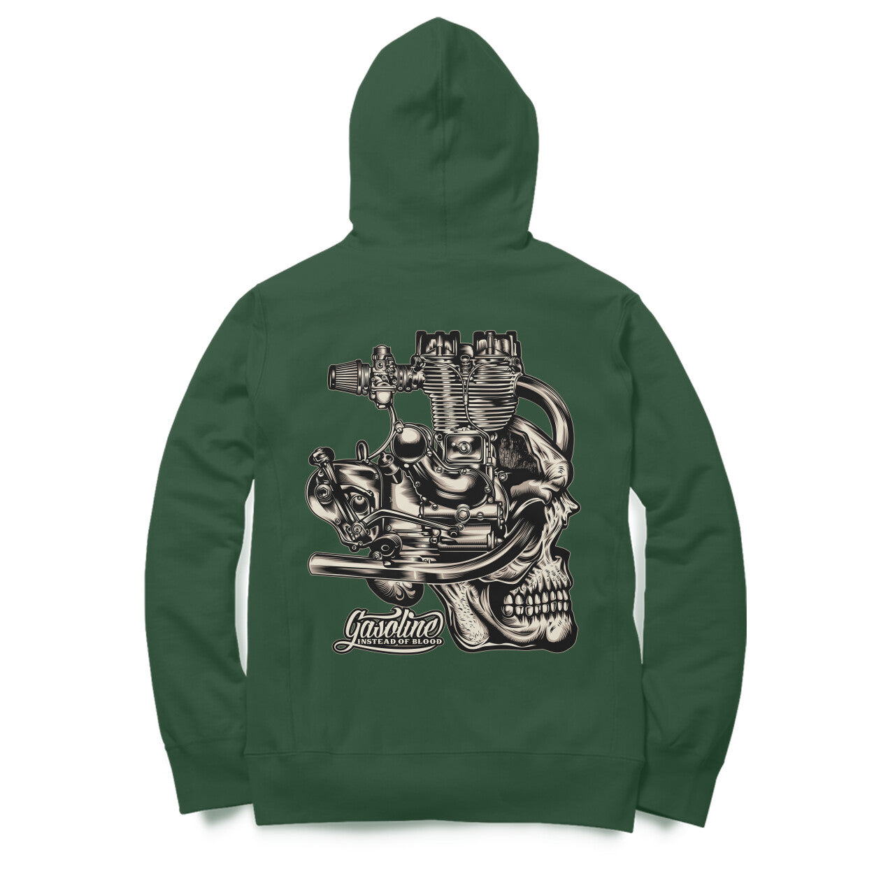 Old Enfield Engine Graphic Skull Gasoline instead of blood - Hoodie