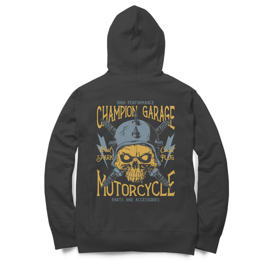 Champion Garage - Grunge skull rider art Hoodie
