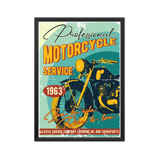 Vintage Motorcycle 1963 Service Poster