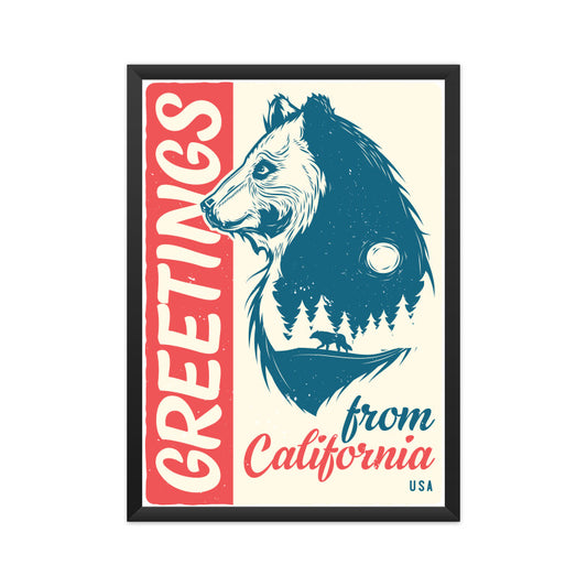Greetings from California - Grizzly Bear Spirit Retro Poster