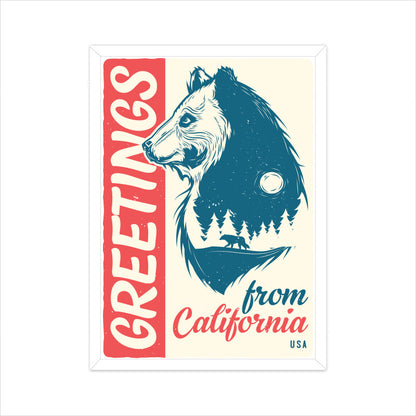 Greetings from California - Grizzly Bear Spirit Retro Poster