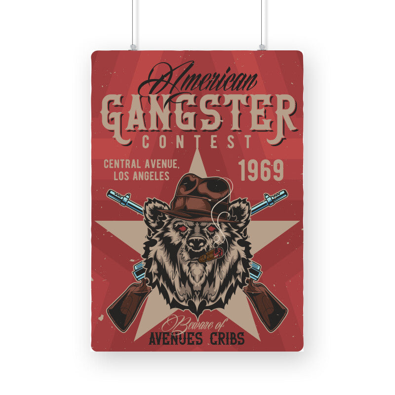 AMERICAN Gangster contest - Grizzly bear armed Retro Poster