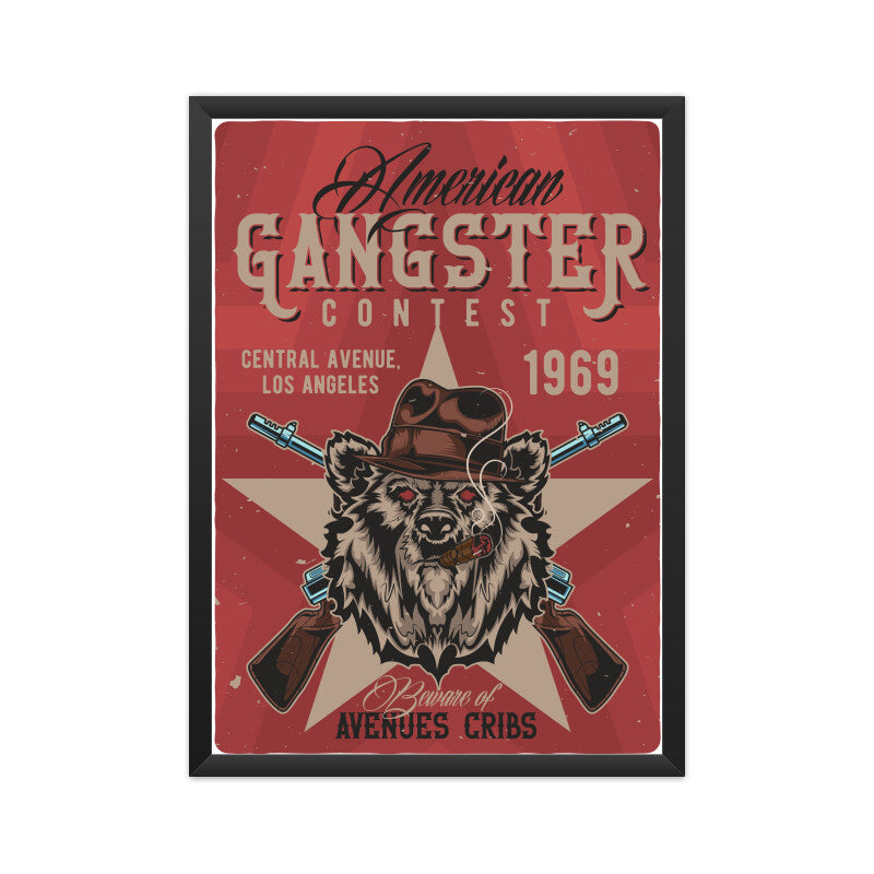 AMERICAN Gangster contest - Grizzly bear armed Retro Poster