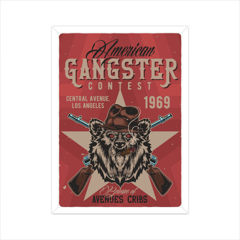 AMERICAN Gangster contest - Grizzly bear armed Retro Poster