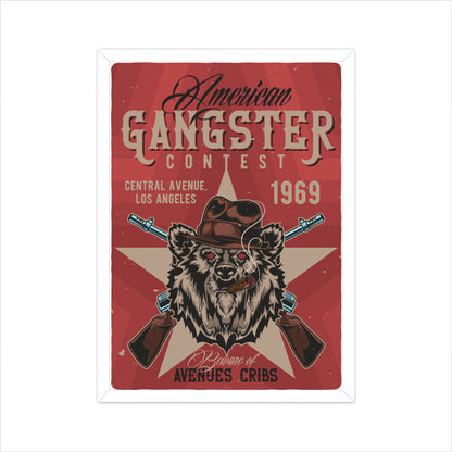 AMERICAN Gangster contest - Grizzly bear armed Retro Poster