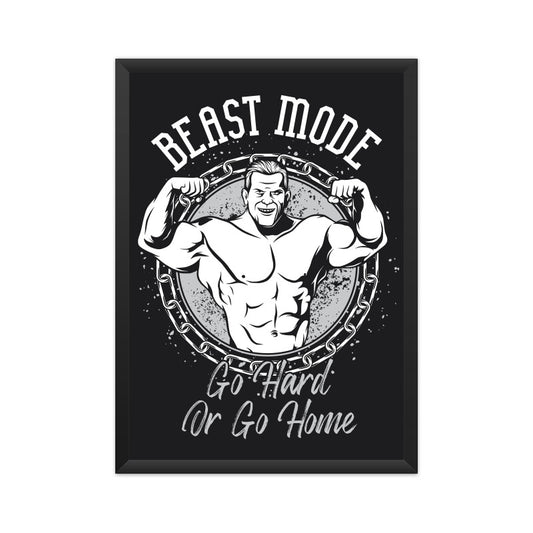 Beast Mode Go Hard or Go Home - Retro Bodybuilding Motivational Poster