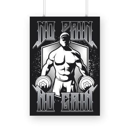 No Pain No Gain - Retro Black and White Illlustration Poster