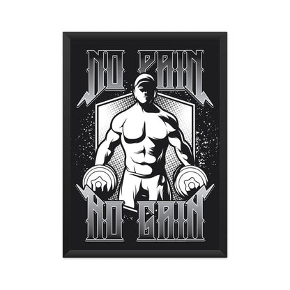 No Pain No Gain - Retro Black and White Illlustration Poster