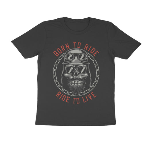 Born to Ride Ride to Live - Bearded Biker Skull Graphic T-Shirt