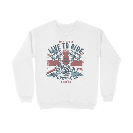"Live to Ride Brit Flag Pistons Art" Motorcycle Sweatshirt