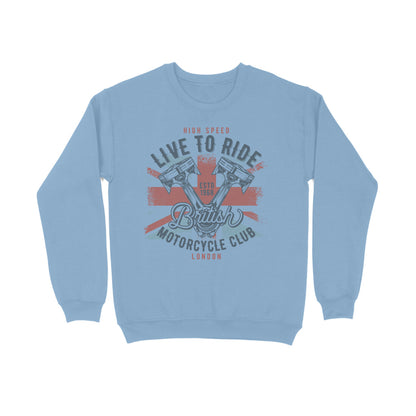 "Live to Ride Brit Flag Pistons Art" Motorcycle Sweatshirt