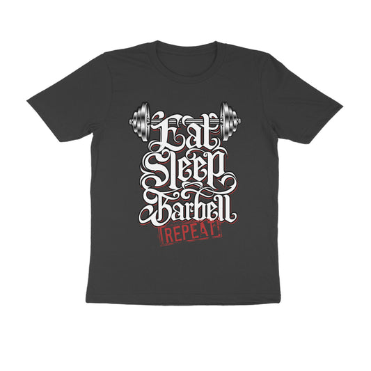 'Eat Sleep Barbell Repeat' - Barbell art T-Shirt