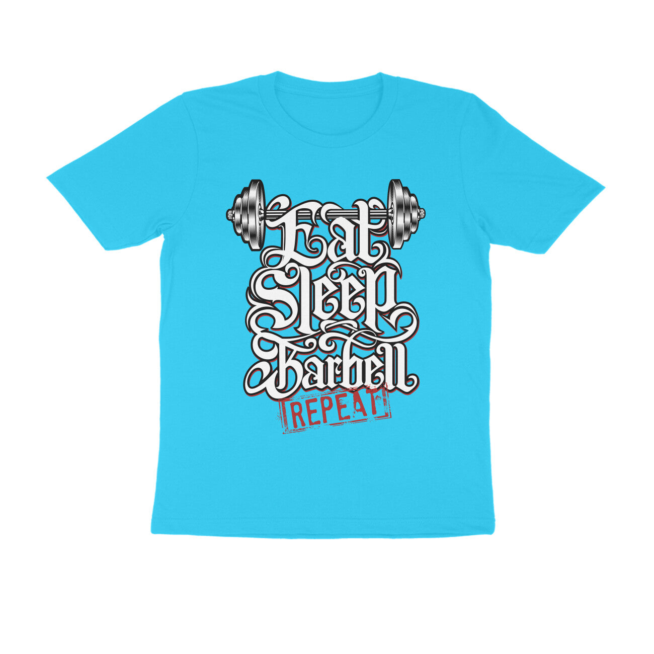 'Eat Sleep Barbell Repeat' - Barbell art T-Shirt