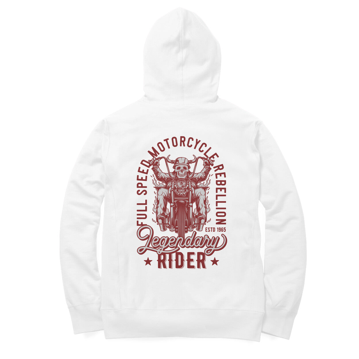 'Motorcycle Rebellion - Legendary Rider' - Back printed hoodie