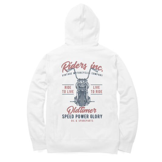 'Riders Inc. Ride to Live - Live to Ride - Oldtimer' - (Back printed) Hoodie