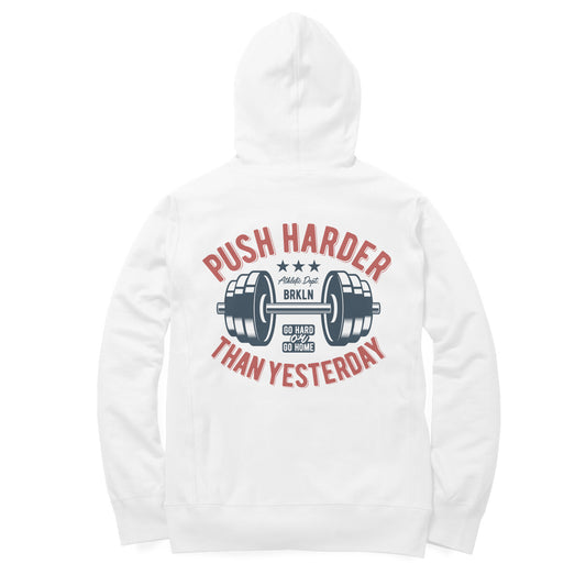 'Push Harder than Yesterday' - Barbell - Motivational (Back Printed) Hoodie